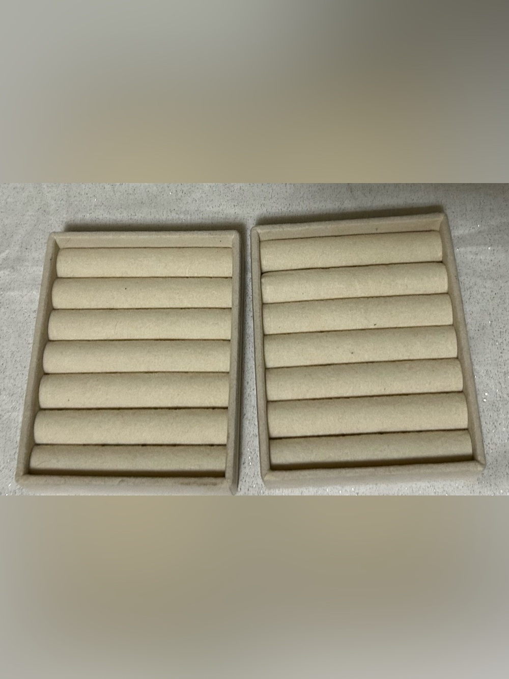 Beige Velvet Ring Display Tray Set - Jewelry Storage Organizer - Picture 2 of 3